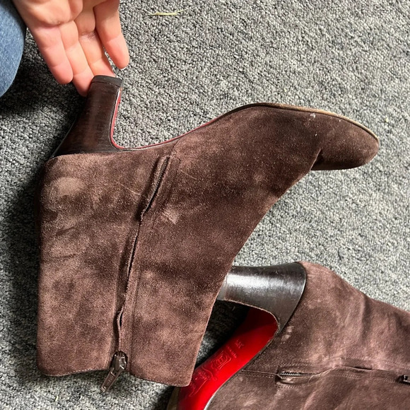 Louboutin Brown Suede Boots, size 38.5 - Picture 9 of 15